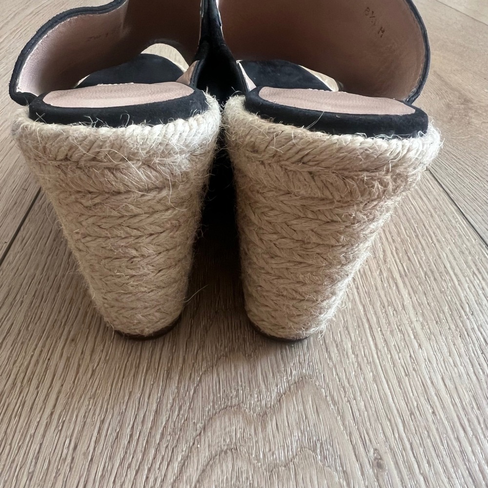 Stuart Weitzman Suede Espadrille Wedge Mules Open Toe Sandals. Black. Womens 8.5 - Picture 6 of 10